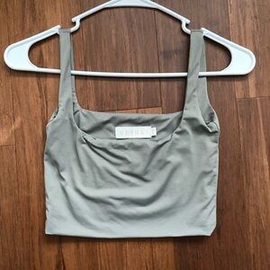 Xs Meshki Green Gray Cropped Tank Top